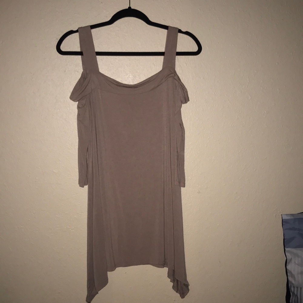 Taupe cold shoulder tunic